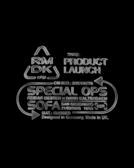 Logo design for “Special Ops” with texture over black background, part of a spatial and digital campaign developed in collaboration with architect and product designer Reidar Mester for his exhibition. Immo Schneider Conversation Taking Place CTP. TP. P.
