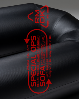 Logo design for “Special Ops” overlaid on a sofa installation, part of a spatial and digital campaign developed in collaboration with architect and product designer Reidar Mester for his exhibition. Immo Schneider Conversation Taking Place CTP. TP. P.